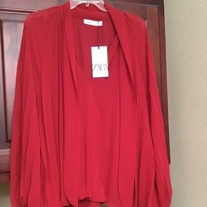Zara Red Draped Tunic Top